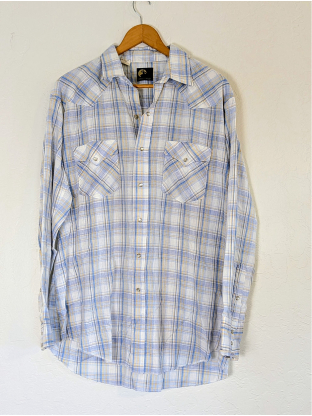 Vintage Open Range Western Shirt Plaid Pearl Snap USA Made Cowboy Shirt Men XL